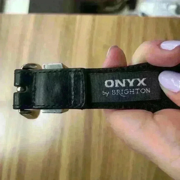 Brighton Onyx Two-Tone Leather Belt Size 44 Golf Theme - Picture 7 of 8